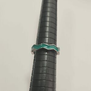Silver and Green Wave Ring